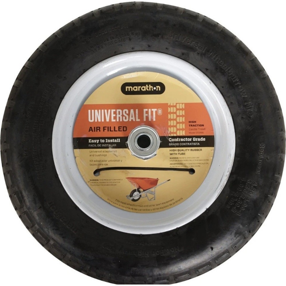 NEW Marathon Universal Fit Air Filled WheelBarrow Tire 13"-16" Model 20260